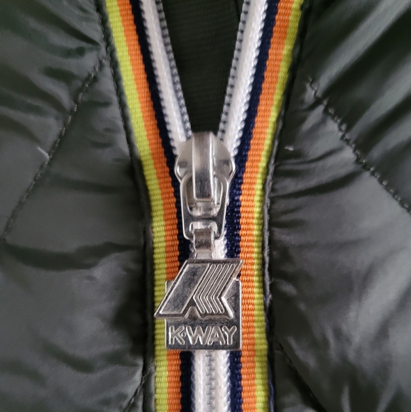 Vintage K Way Jacket Down Puffer Zip Quilted High Neck Lightweight Mens Large - Picture 3 of 10